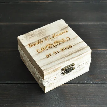 

Custom Rustic Ring Box Engraved Wedding Ring Box Ceremony Ring Box Anniversary Keepsake Box With Burlap