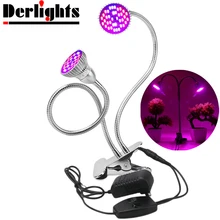 Светодиодный свет для выращивания 60 Вт полный спектр растений лампа с двойной головкой Настольный зажим 360 ° для внутреннего парник, теплица для выращивания освещение для выращивания растений адаптер