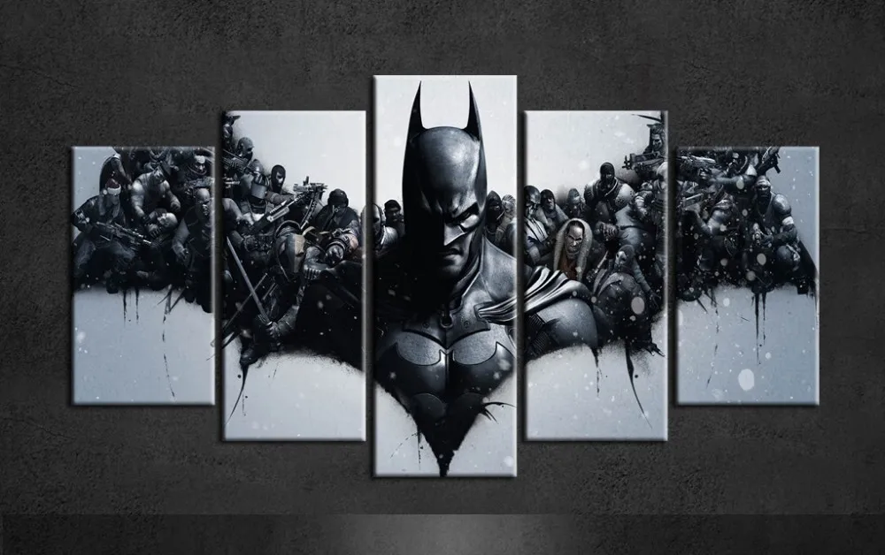 hot sale batman painting canvas art posters group of 5 piece canvas art for living wall decor ...