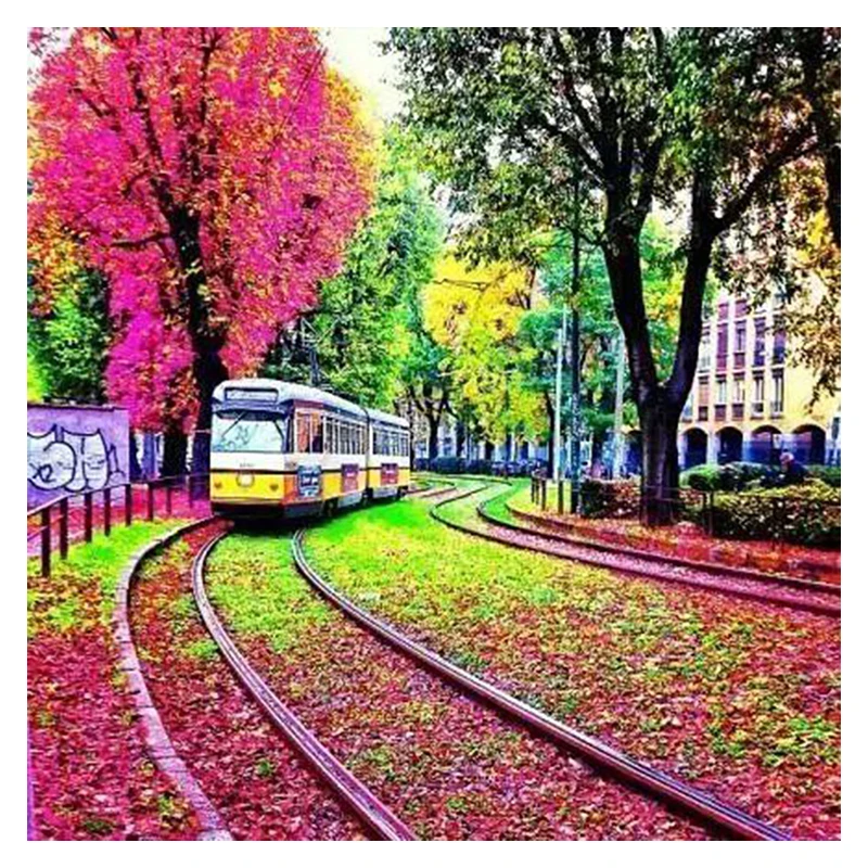 Full Round Diamond 5D DIY Painting tram diamond embroidery Cross stitch Rhinestone mosaic home | Дом и сад