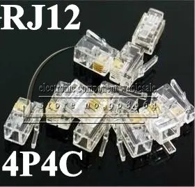 

500pcs Durable 4 Pin RJ12 RJ-12 4P4C Modular Plug Telephone Phone Connector and NC head