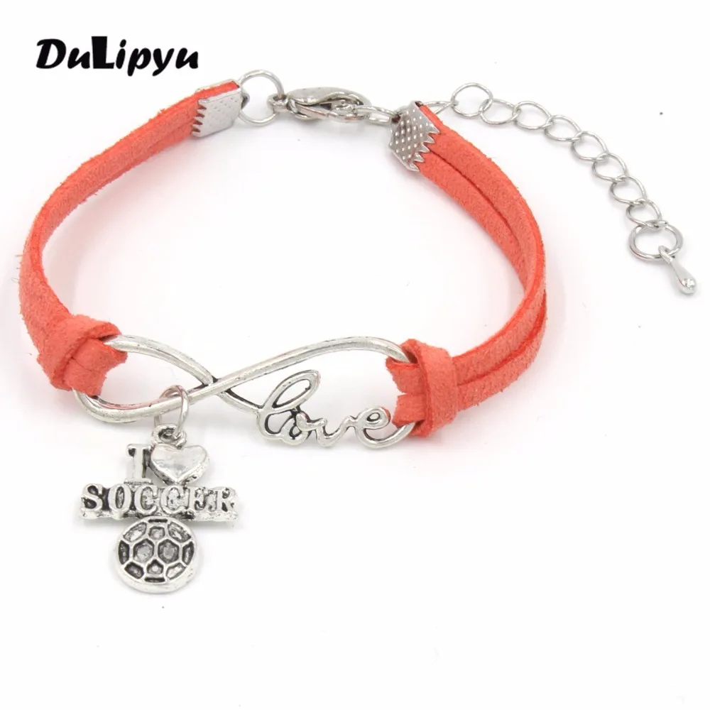 2pc/lot Soccer Football charms Leather Bracelets love infinity For