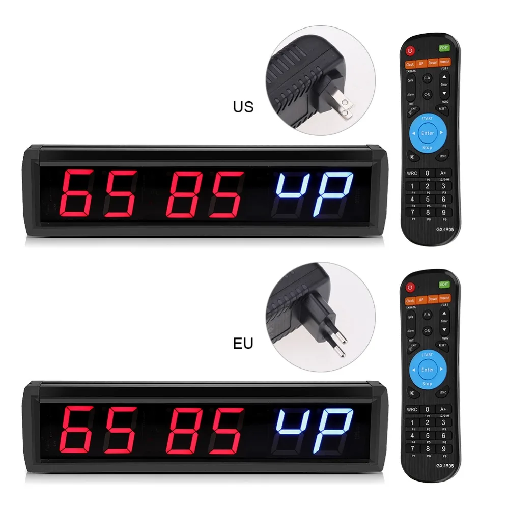 2.3/'/' Programmable LED Interval Timer Large Stopwatch Home Gym Fitness Clock