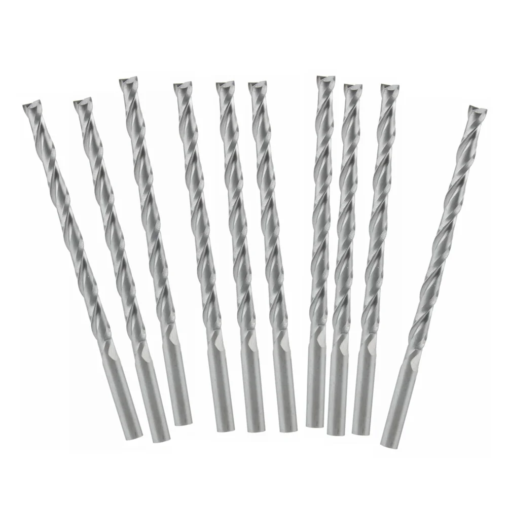 

10pcs Double Flute Spiral Cutter 3.175x42mm CNC Router Bits Wood Acrylic Drill