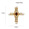 CINDY XIANG new arrival pearl rhinestone baroque cross brooch women and men unisex brooches pin fashion vintage gold color gift ► Photo 2/6