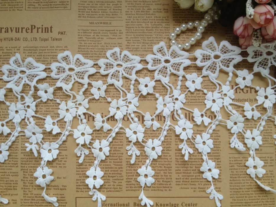 18cm Width Hollow out embroidery lace trim White Embroidered Lace Trims