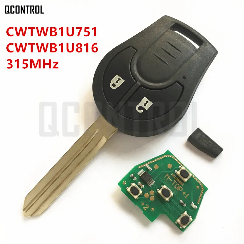 

QCONTROL Car Remote Key Suit for NISSAN CWTWB1U751 / CWTWB1U816 2-Buttons 315MHz Cube March Qashqai Sunny Sylphy Tiida X-Trail