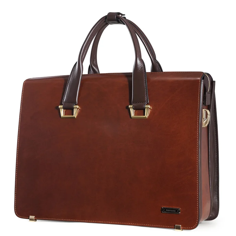 

Fashion Famous Brand Business Men Briefcase Bag Oil Wax Leather Male 15 Inch Laptop Bag Casual Man Bag Shoulder Bags J15