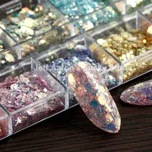 Новое поступление 12 цветов голографический Блестящий Гель-лак для ногтей порошок пыль лак для ногтей Блестки для украшения ногтей инструменты для маникюра