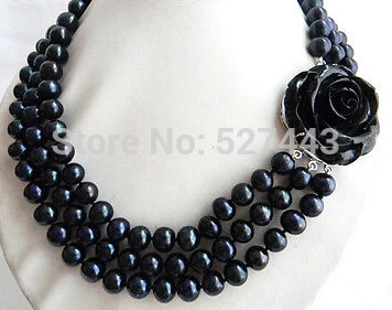 FREE SHIPPING Wholesale LAN0323Strands 18'' 10mm Black Round Freshwater Pearl Necklace HOT sell | Украшения и аксессуары