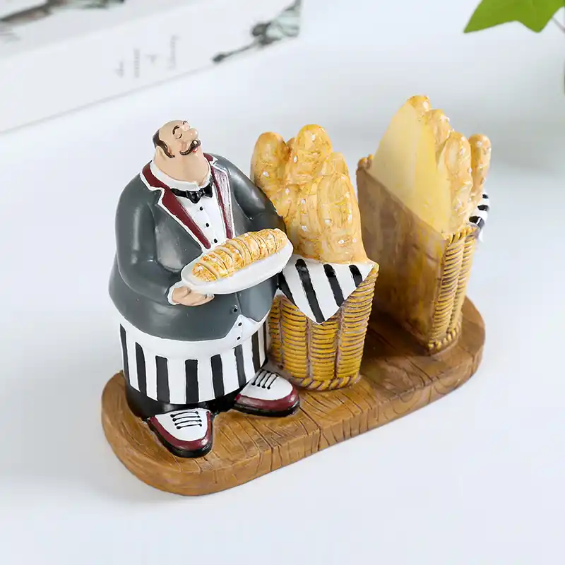 European Vintage Resin Chef Figurines Napkin Holder Tissue Paper