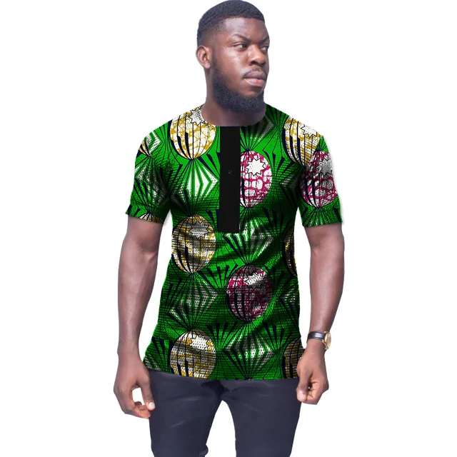 Fashion African Festive Men Clothing African Polychrome Print Tops ...