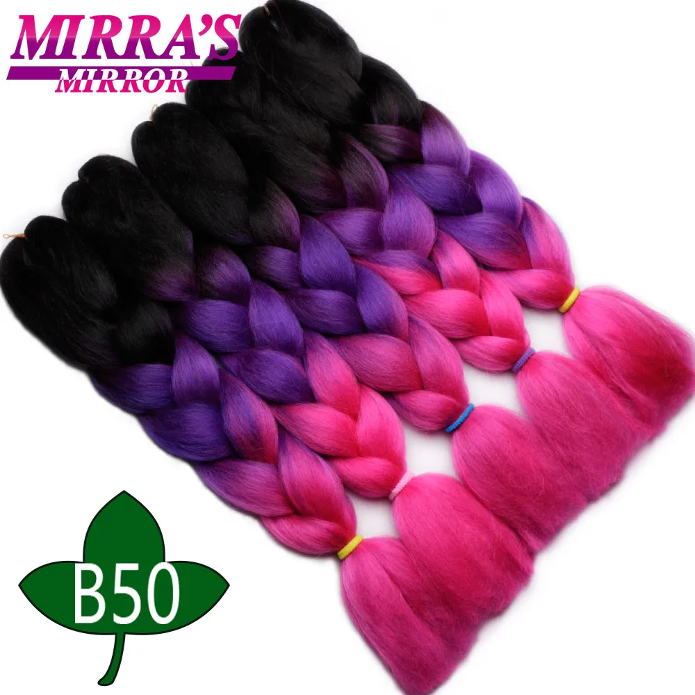 Mirra’s Mirror Crochet Jumbo Braid Hair Ombre Braiding Hair Extensions Colored Synthetic Braids Blue Hair 24inches Two Tone - Цвет: T27/30/4