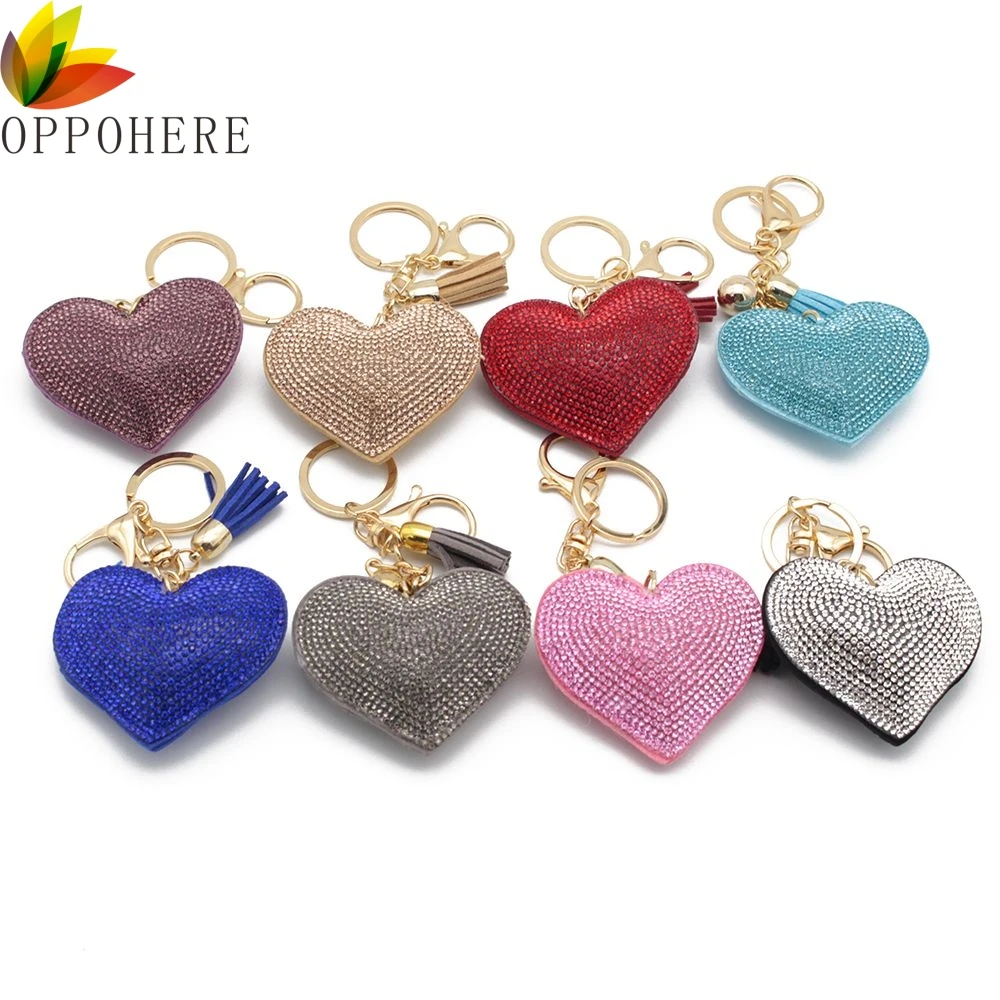 

Hot Crystal Rhinestone Heart Shape Keychain Keyring Pendant Bag Key Chain Ring