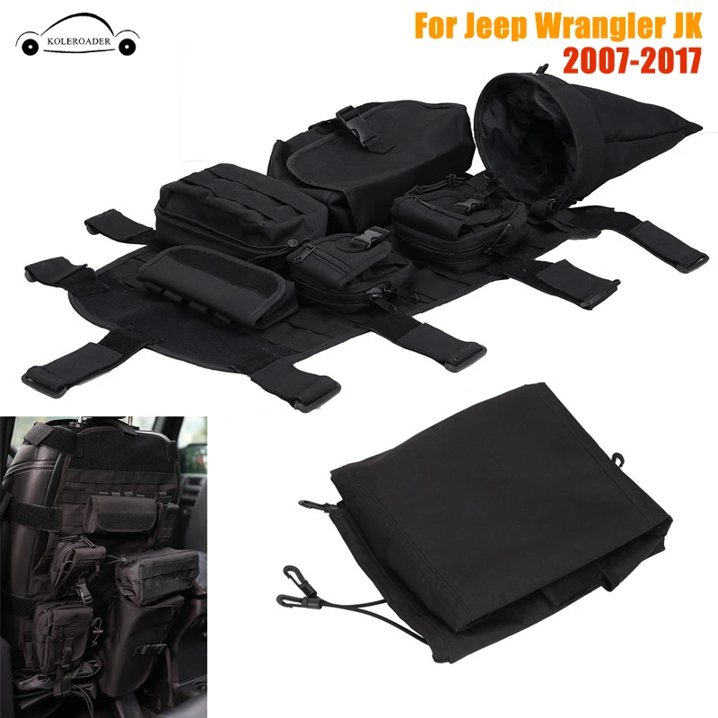 

Front Seat Covers Storage Bags Multi Pockets Tool Saddle Bag For Jeep Wrangler JK 07-17 Multifunction Cargo Pouches KOLEROADER /