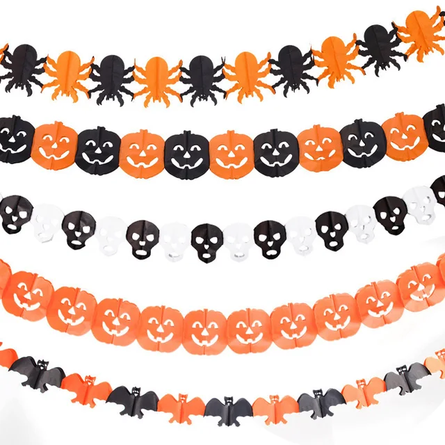 halloween party banner decoration 1set 3m pumpkin ghost skull spider paper banners haunted house supplies kids