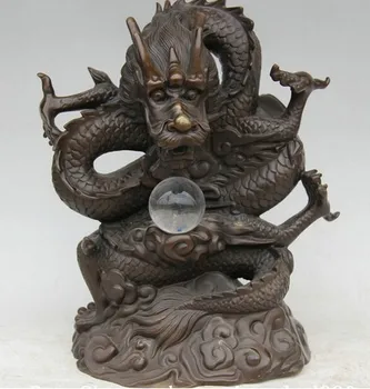 

YM 314 7" Chinese Bronze Wealth Yuanbao Animal Dragon Kylin Qilin Unicorn Chi-lin Pair