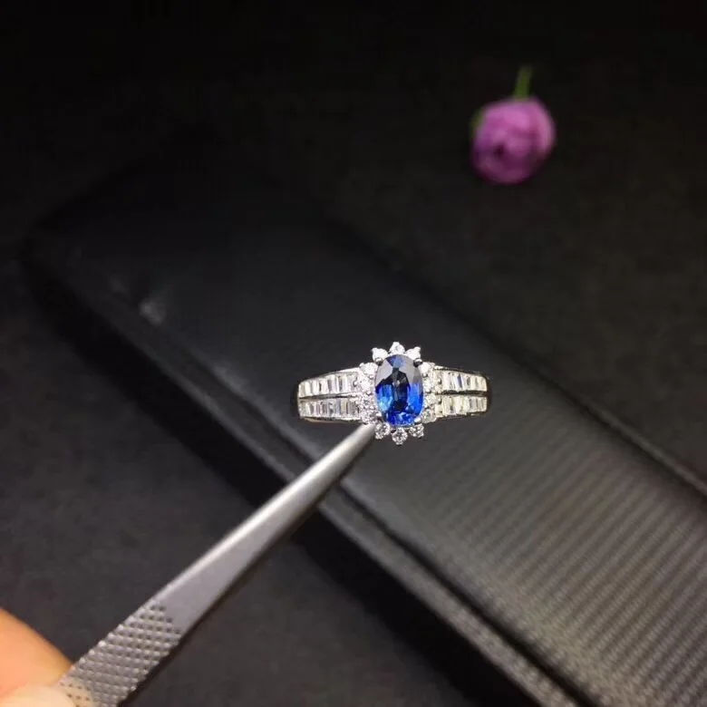 

Uloveido 100% Natural Blue Sapphire Ring 925 Sterling Silver High Quality Crystal Wedding Engagement Rings 0.5ct 20% off FJ307