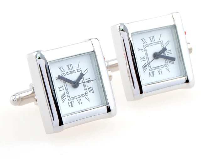 Functional Cufflinks Square silver watch cuff links movement stripes cufflinks gift for men