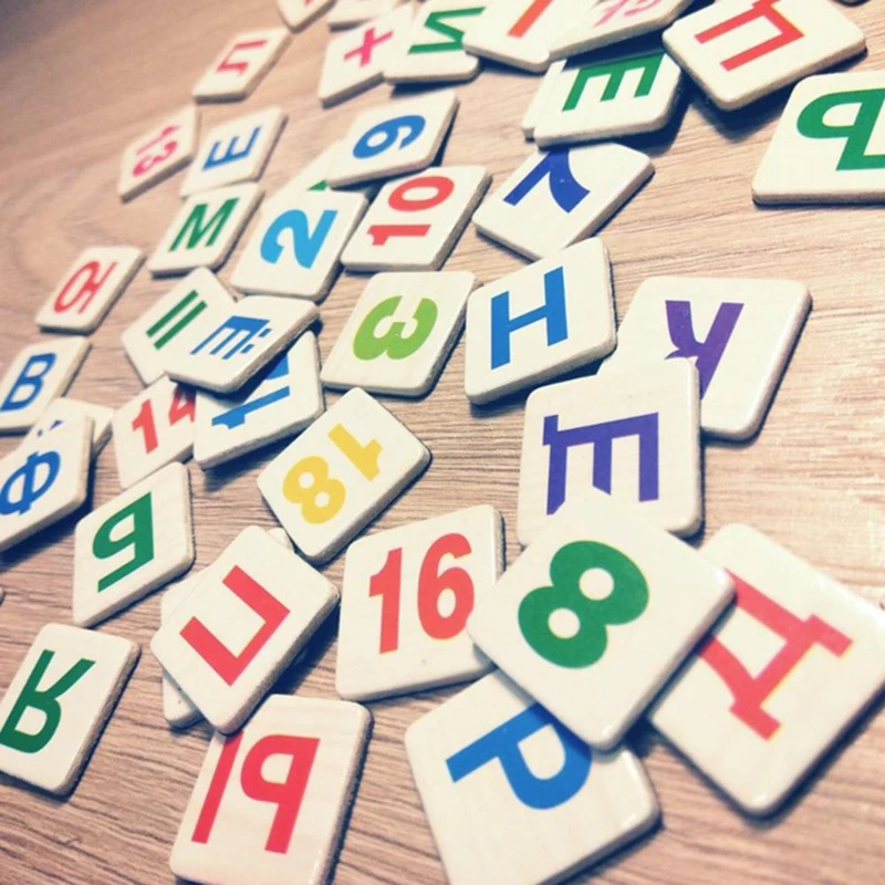Детские деревянные магнитные английские/русские Игрушки для раннего обучения, головоломка с цифрами, математический Цифровой алфавит, 26 букв, детская головоломка