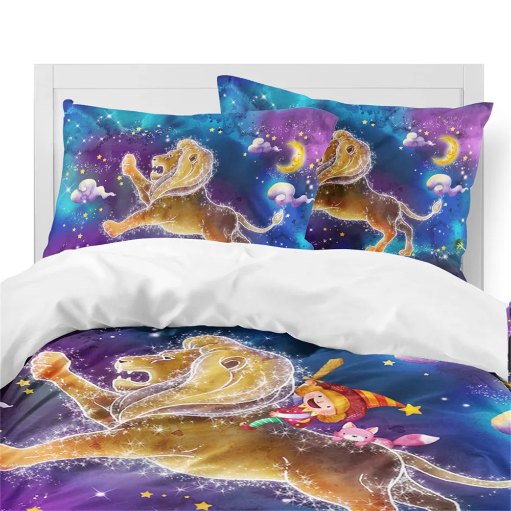 Дети Dreamlike мультфильм постельные принадлежности Красочные Созвездие льва набор
