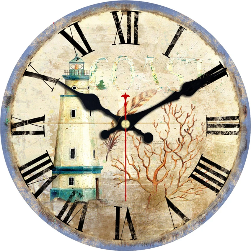 

Vintage Tower Design Large Wall Clock Rustic Chic Office Cafe Home Decoration Large Watch Durable Mute Move Wall Art Gift 2018