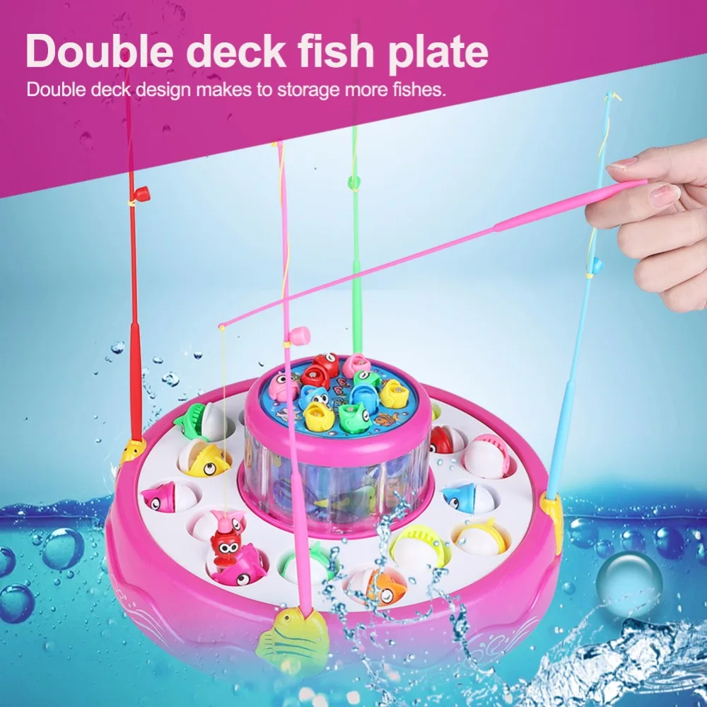 Kids Fishing Toys Set Children Educational Musical Electric Rotating
