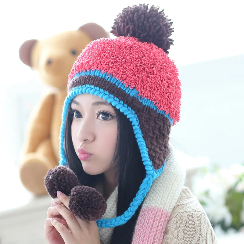 

BomHCS Thickened Very Warm Winter Women's 100% Handmade Caps Hat Beanie