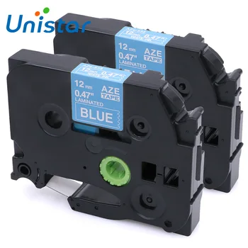 

Unistar 2pcs TZe-535 Compatible for Brother P-touch TZe 535 Tape 12mm White on Blue Labels For PT-D210 PT-P750 PT-1890 Printer