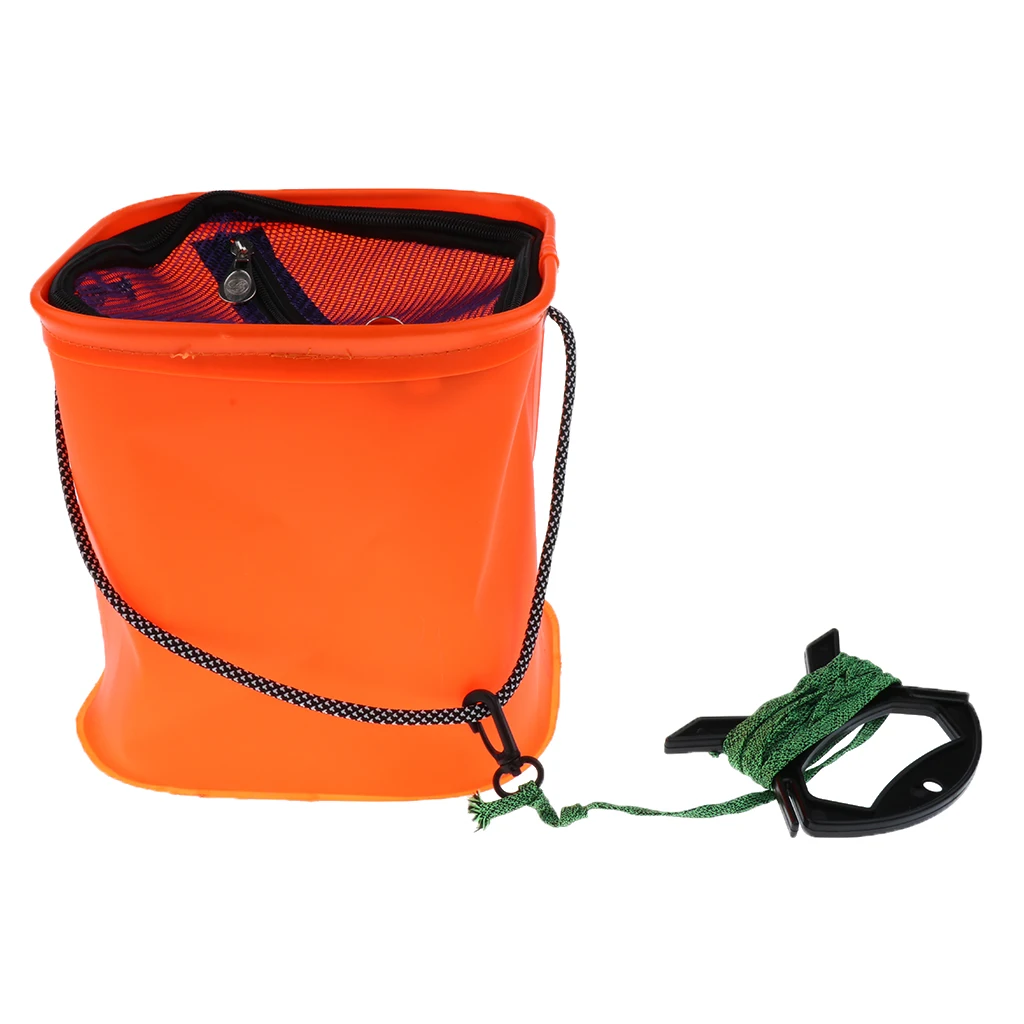 Perfeclan BBQ Camping Collapsible Water Bucket Fishing Tackle Fish Pail Baits Lure Case Wash Basin Collapsible Fishing Bucket