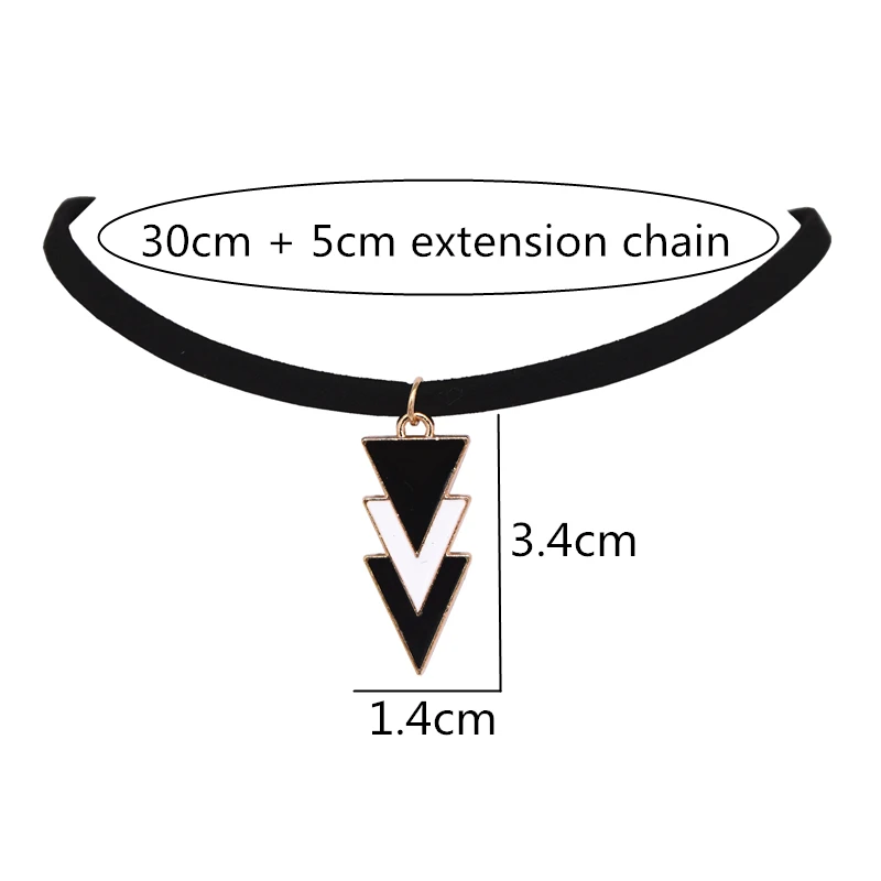 Модные ожерелья, колье, три слоя черно-белых треугольников, подвески, бархатные кожаные чокеры, ожерелья для женщин, ювелирные изделия