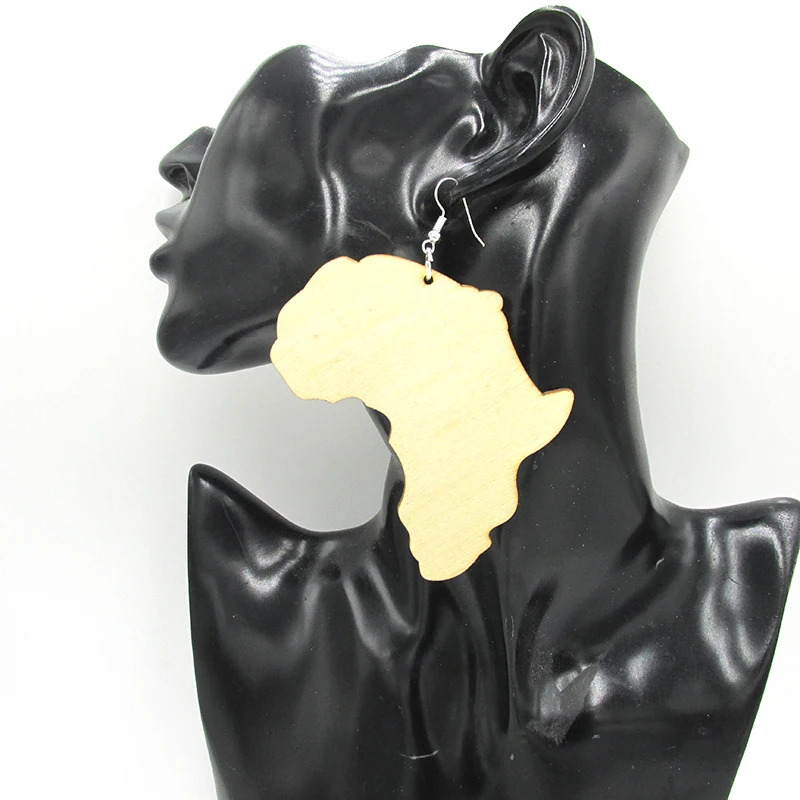 

6pairs/lot 8.5*5.8cm Big Size Unfinished African Map Wood Earrings For Women