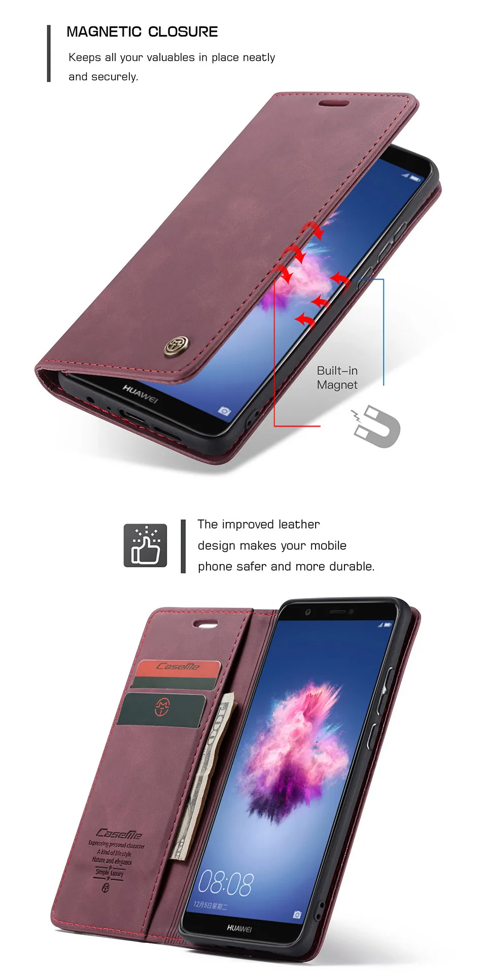 Flip Book Case For Huawei P smart Luxury Matte Leather Wallet Phone Cover For Huawei Honor 9 Lite Case Huawei P smart Cover Capa