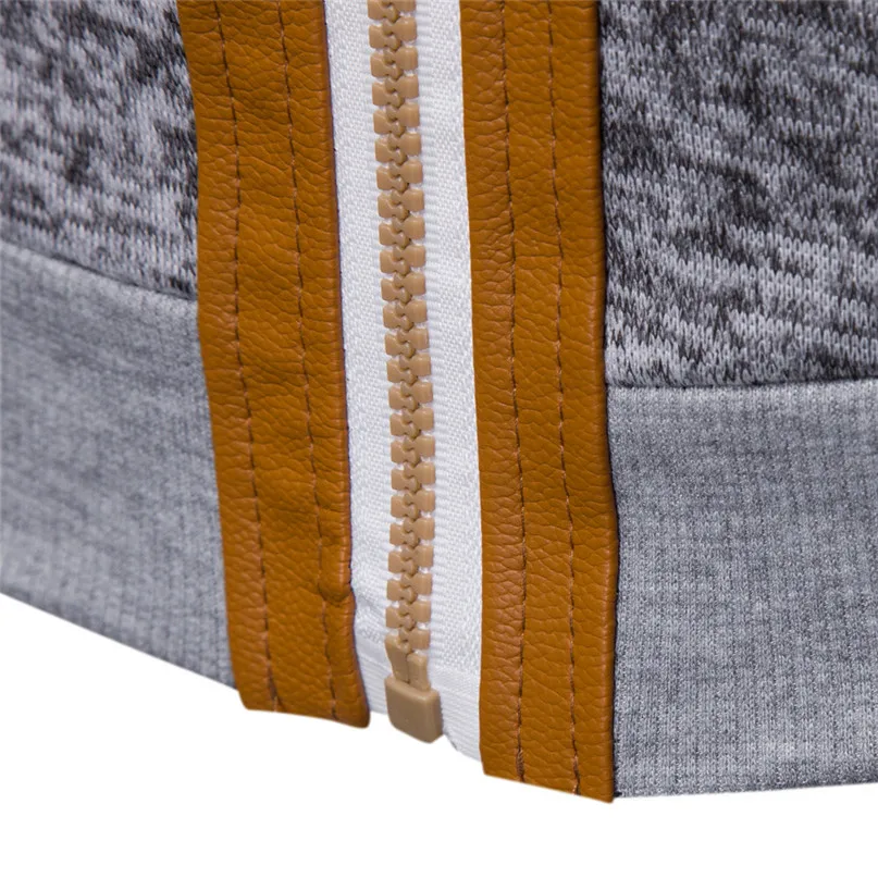 Men Running Jackets Sweater Hooded Coat Mens Fall Winter New Fashion Color Collision Zipper Sweater Hooded Coat #2n27 (3)