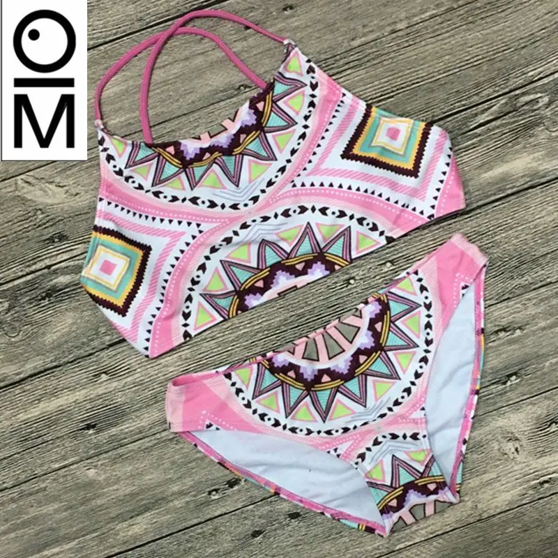 

Bikini Set Women 2018 Retro Swimsuits Brazilian Push Up Halter Bikinis Cross Bandage Bathing Suits High Neck Swimwear Female XL
