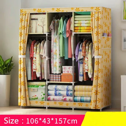 Нетканый шкаф большой и средний хранения шкафы простые складные подкрепления получить укладку одежды - Цвет: Picture