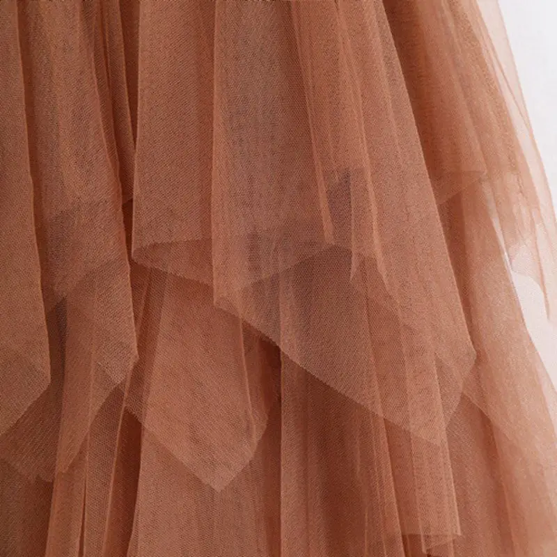 Модная эластичная высокая талия Длинная женская юбка из тюля с асимметричным подолом сетчатая юбка-пачка вечерние юбки женская Весна