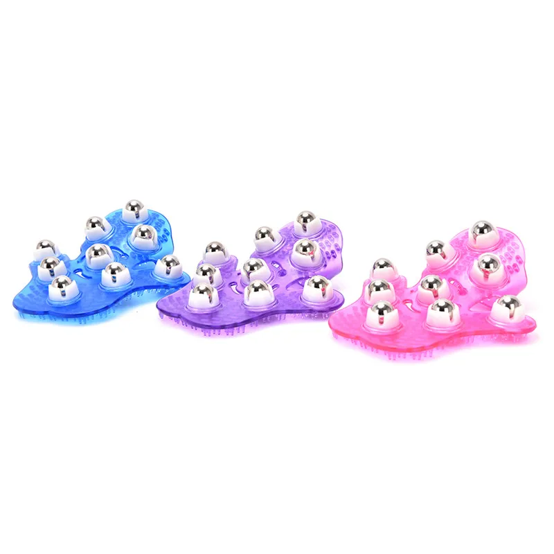 

360 Degree Hand-hold Roller Rolling Joint Glove Massager Cellulite Massager Cell Roller Rotatable 9 Metal Massage Balls Gloves