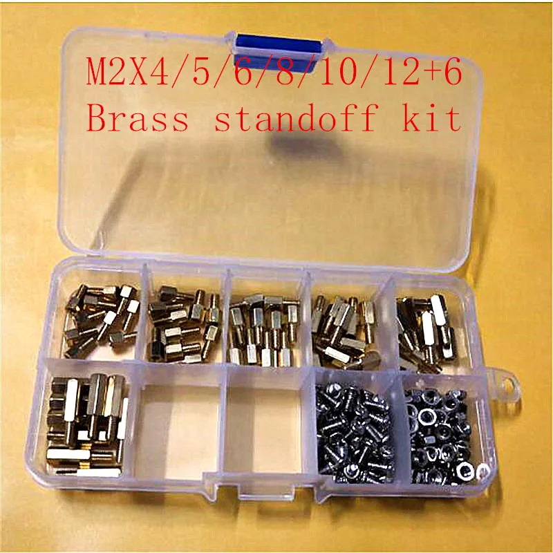 

180pcs/box M2*4/5/6/8/10/12+3mm Brass Spacing male to female brass standoff with screw nut kit