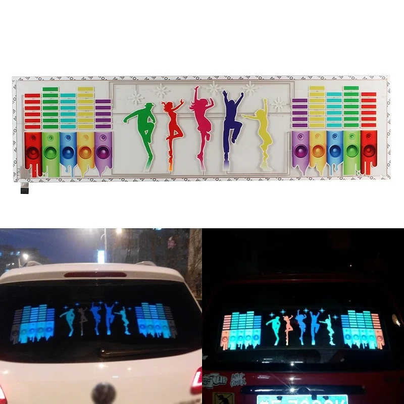 90X25CM Car Sticker Music Sound Rhythm LED Flash Light Lamp Sound Activated Equalizer Rear Window Styling