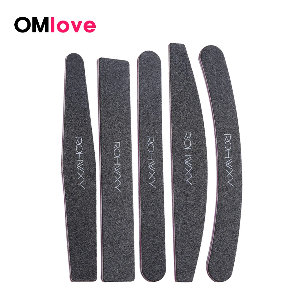 

OMlove 5Pcs/Lot Nail File 100/180 Nail Art Sanding Buffer Black Pedicure Manicure Polish BeautyProfessional Nail Files Tools