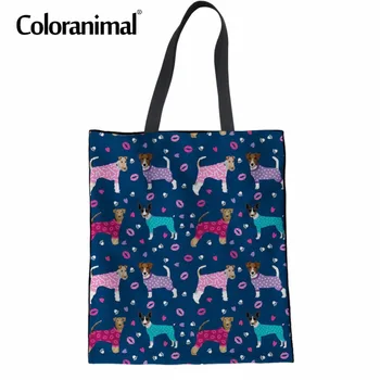 

Coloranimal Top-handle Bag Women Large Shopper Shoulder Bag 3D Cute Animal Fox Terrier Dog Print Cloth Handbag Canvas Tote Bags