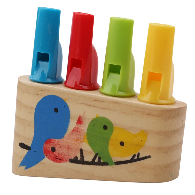 Красочные Деревянный свисток игрушечные лошадки Детские Panpipe дерево товары для птиц свист многоцветный младенческой музыкальные игрушк