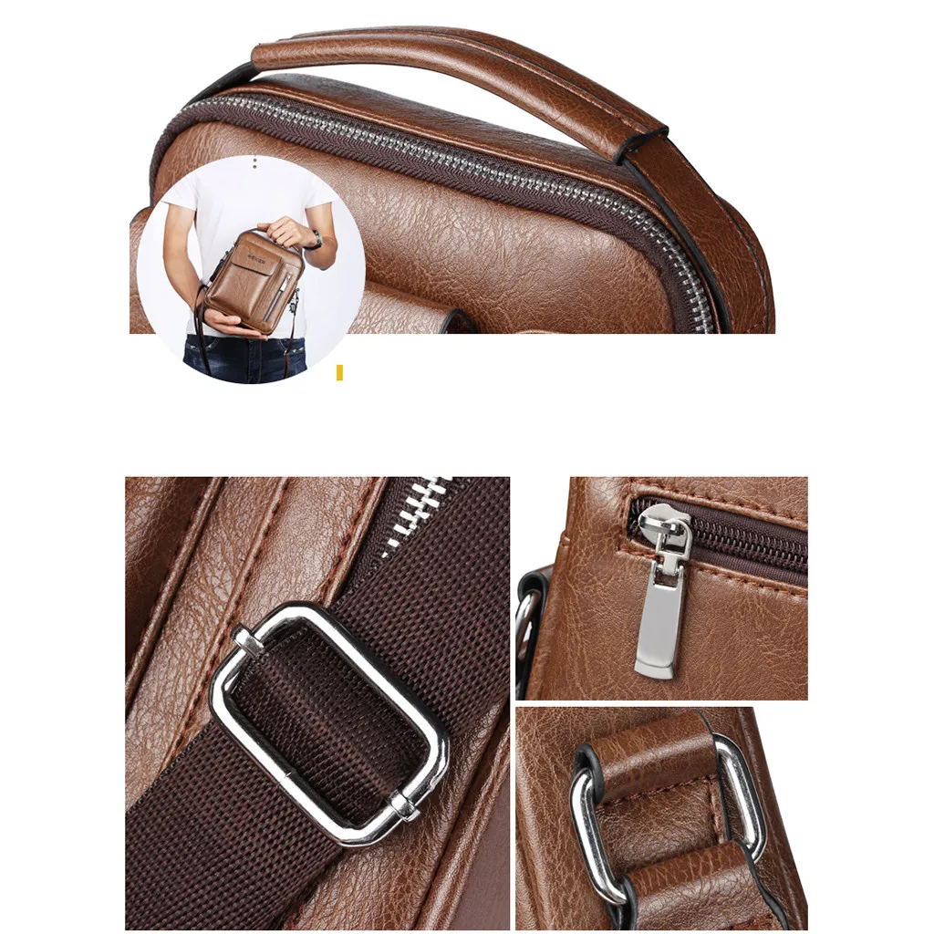 خمر حقيبة ساعي بريد للرجال حقائب كتف بو الجلود Crossbody أكياس للرجال أكياس الرجعية سستة رجل حقائب # L5
