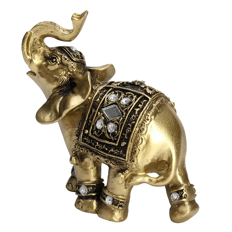 Feng Shui Elephant Trunk Statue Lucky Wealth Figurine Red Gift Home Decor 