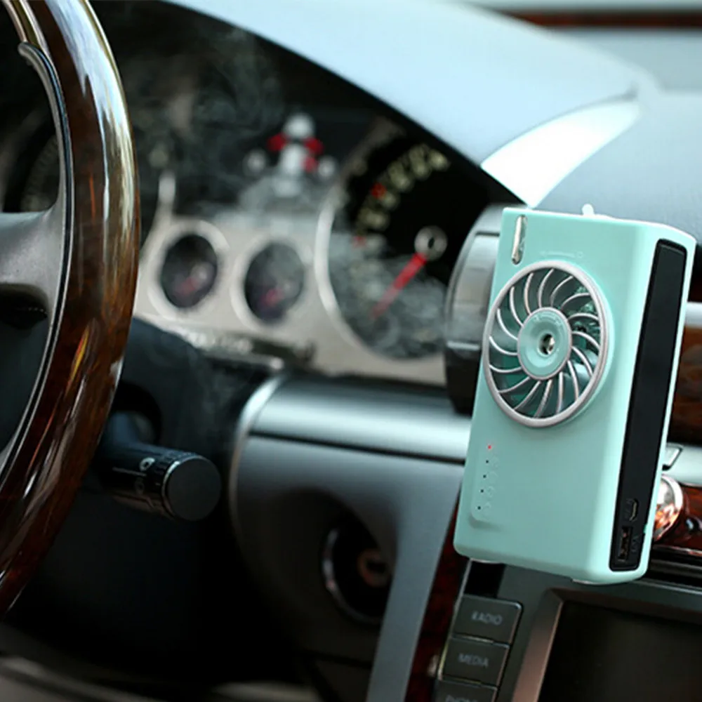 

Creative USB Fan For Car Portable USB Fan Spray Humidifying Fan Home Office Humidity Can Charging Mobile Phone Pink Blue Green