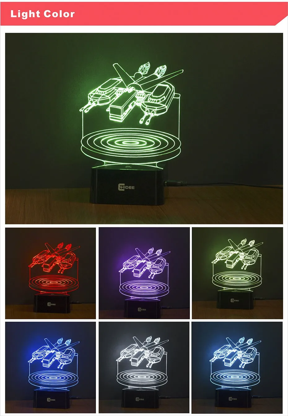 Touch Sensor 7 Colors Led Night Light Ebon Hawk Star Wars 3D Lamp as Home Lighting Bedroom Desk Table Decoration Lampara Creative Gifts for Friends (3)