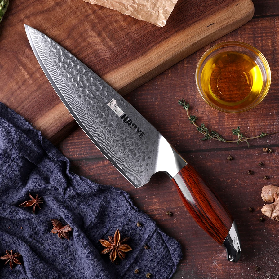 Cuchillos De Cocina Japoneses Vg10 Cuchillo De Chef De Acero Damasco De 8 Pulgadas Martillo Artesanal Con Mango De Palisandro Cocina Maestra Individual Cuchillos De Cocina Aliexpress