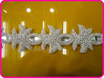 

New Arrival beaded crystal applique silver trim wedding belts and crystal sashes 5yards/lot