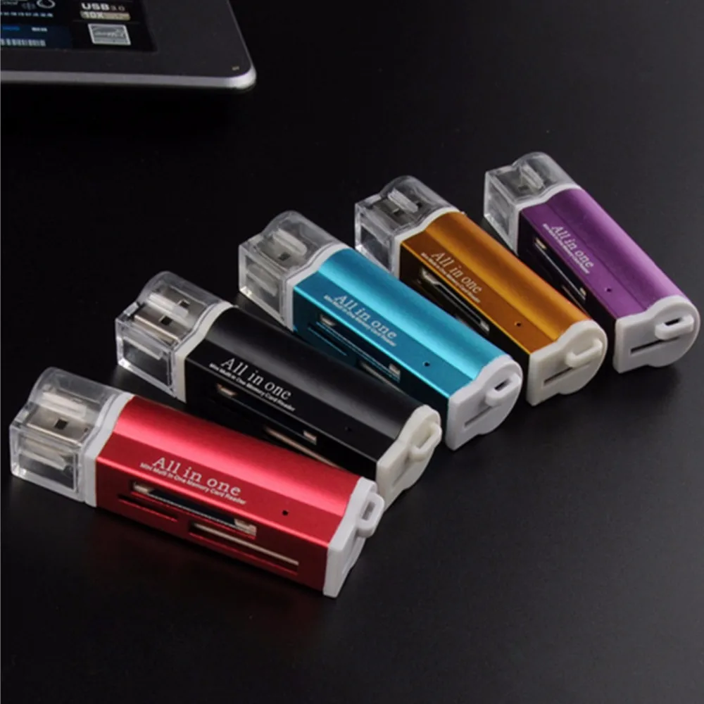 100 piece lot All in 1 USB 2 0 Multi Memory Card Reader Adapter for TF